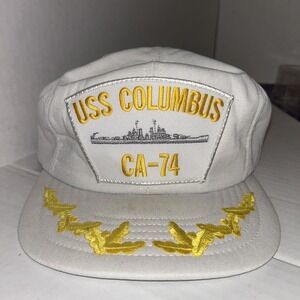 USS Columbus CA-74 Naval Snapback White & Gold Hat Northstar D1